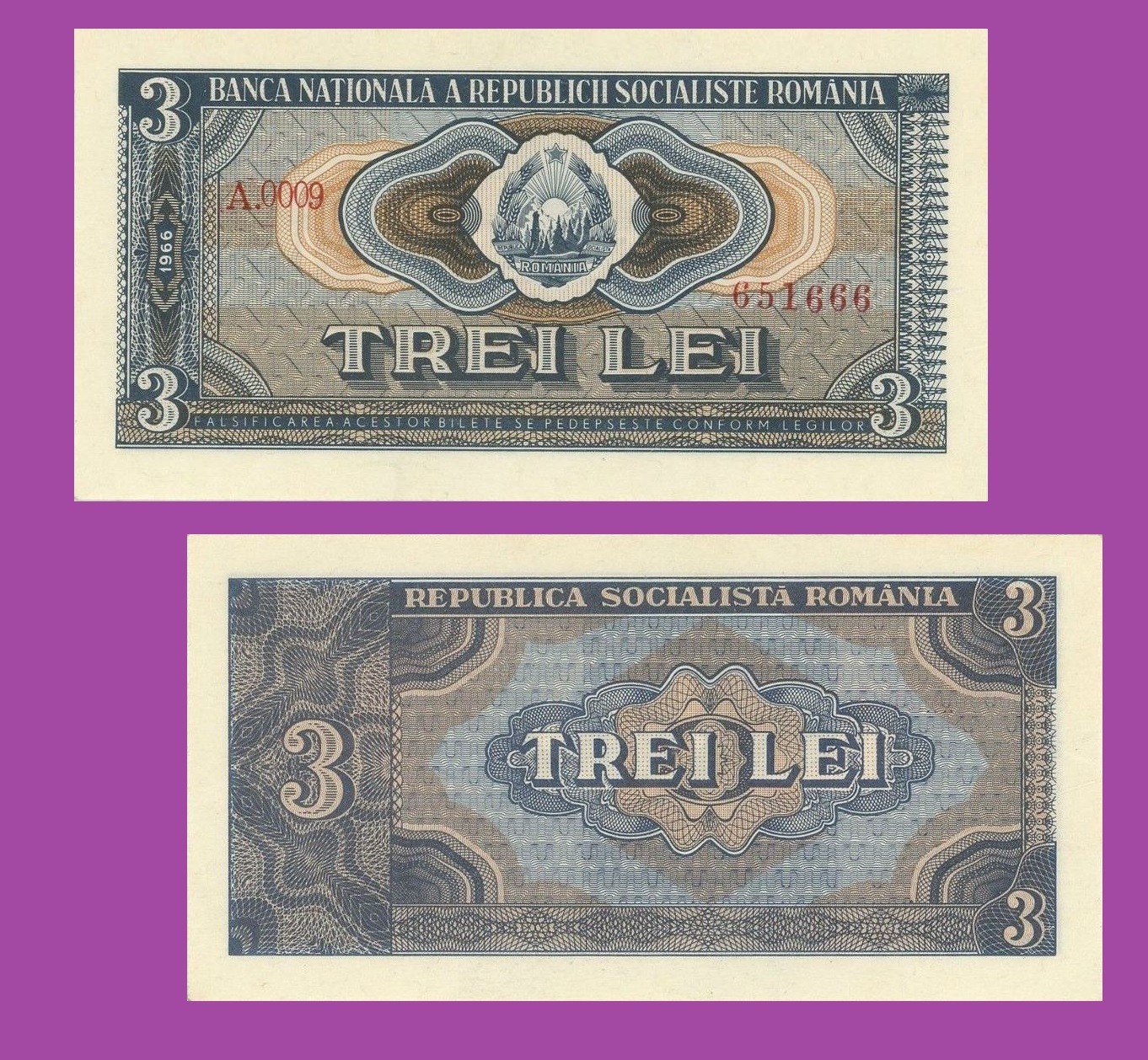 Romania 3 lei 1966 rare - Copy Romania 3 lei 1966 rare - Copy