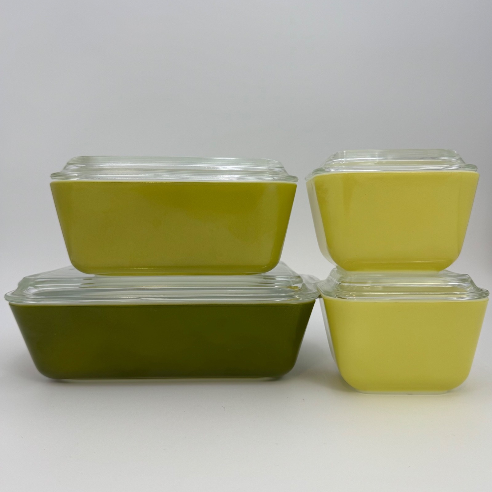 Vintage Pyrex Verde Refrigerator Dish Set 501 502 503 Lids 8 Piece