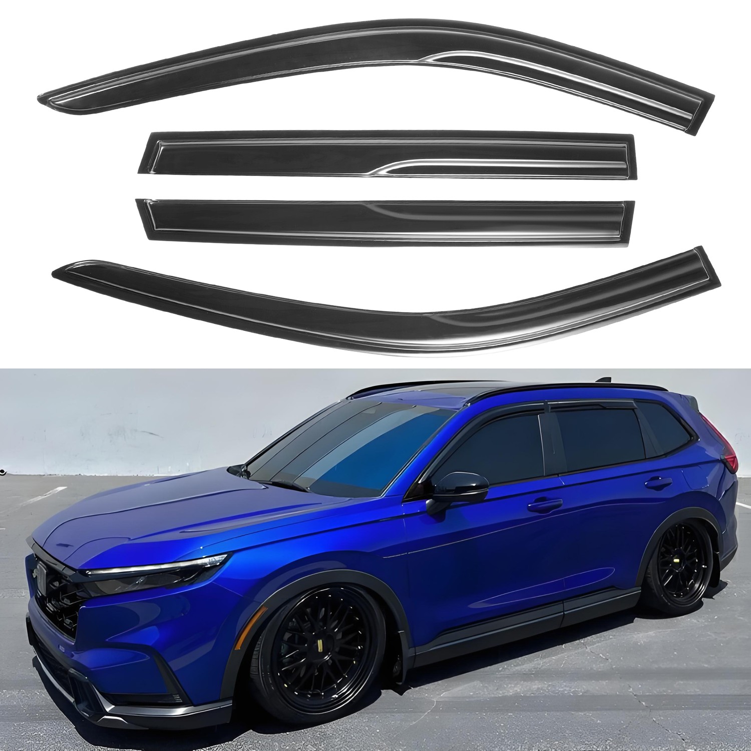 For 2023-2025 Honda CRV CR-V Mugen Style Window Visors Rain Guards Deflectors For 2023-2025 Honda CRV CR-V Mugen Style Window Visors Rain Guards Deflectors
