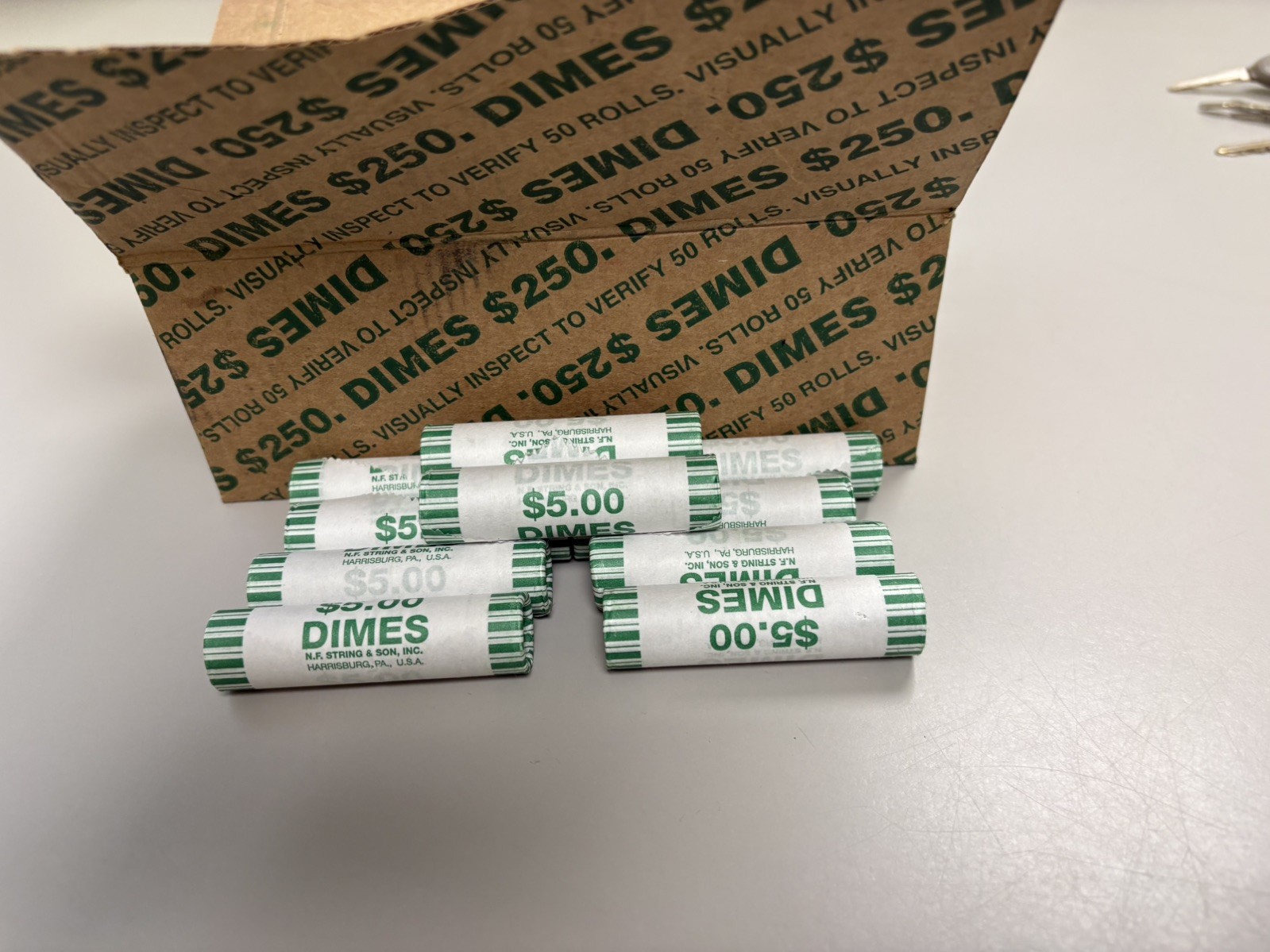 🔥 BANK ROLLED,  Dime Rolls - 500  vintage coins -  circulated ($50 FV) 