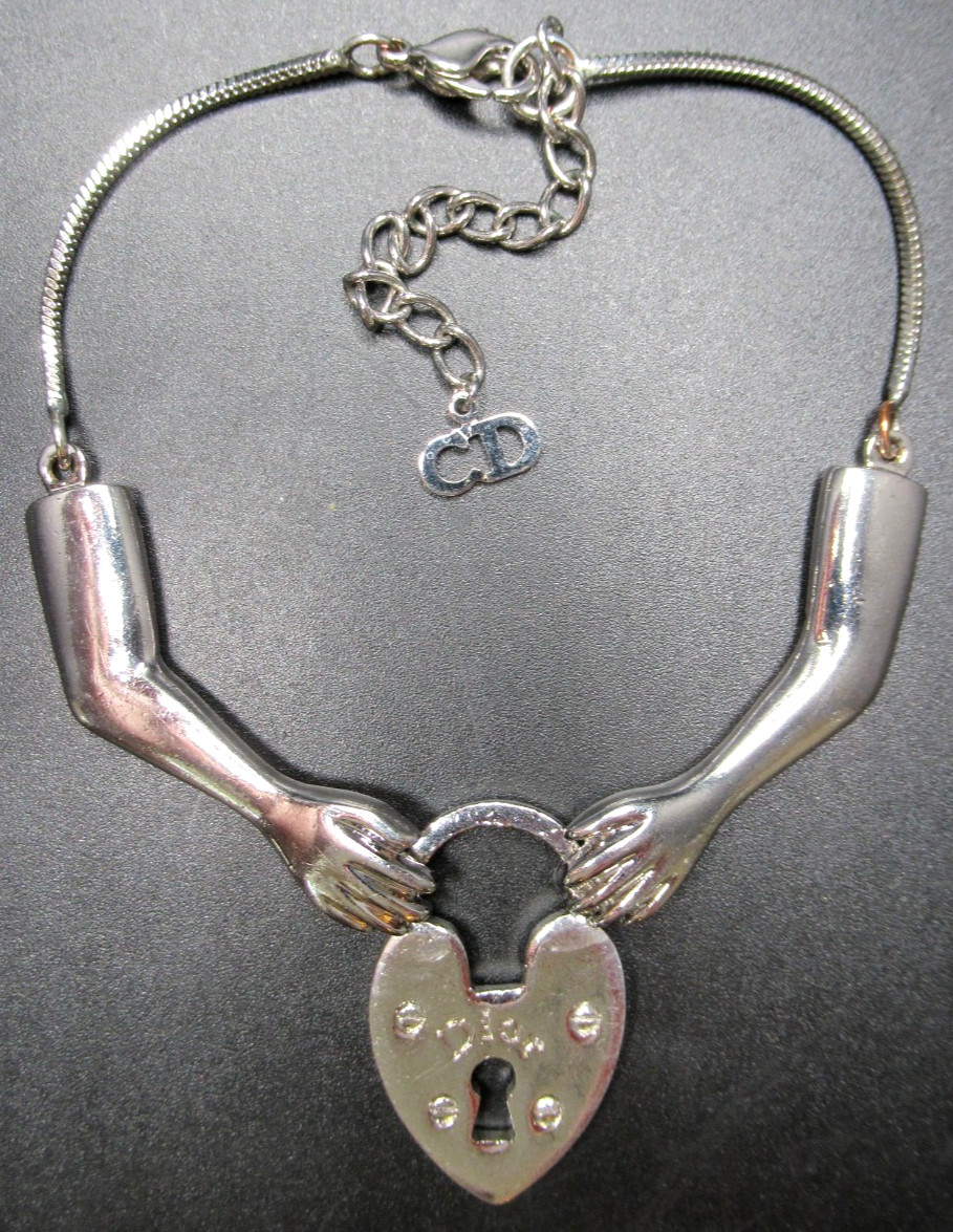CHRISTIAN DIOR By Galliano Heart Hands Padlock Vintage Bracelet