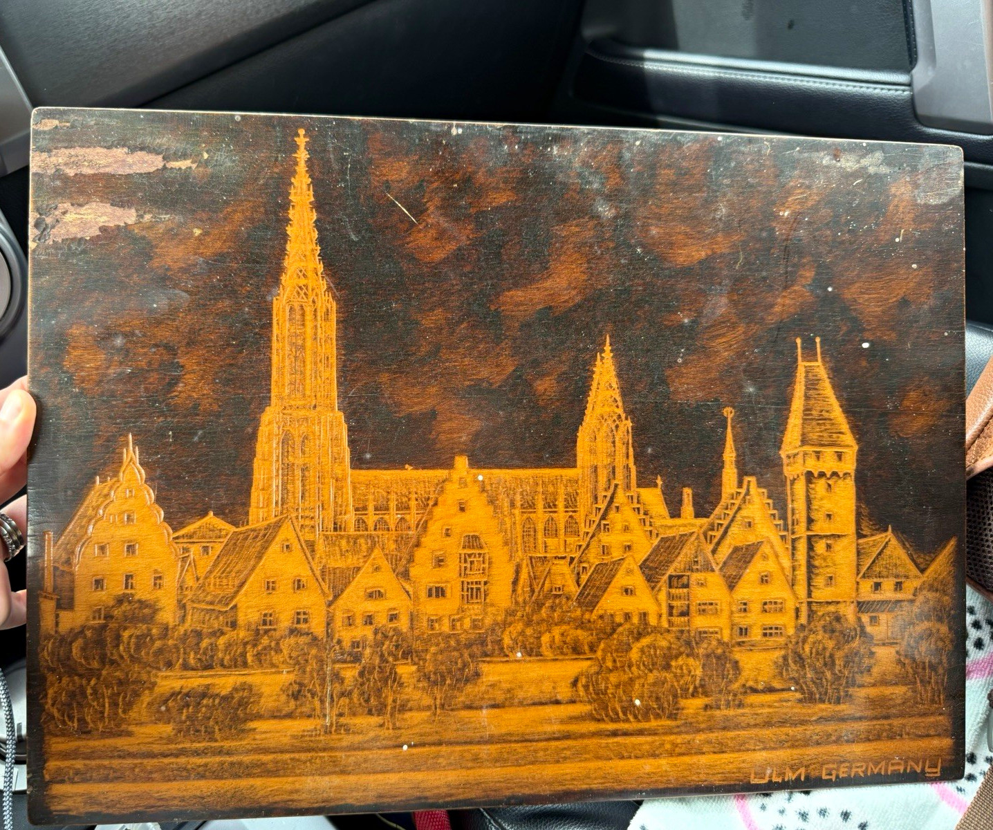 Vintage Ulm Germany Wood Etching Art 9x16x0.5” artisan folk detail handmade Vintage Ulm Germany Wood Etching Art 9x16x0.5” artisan folk detail handmade