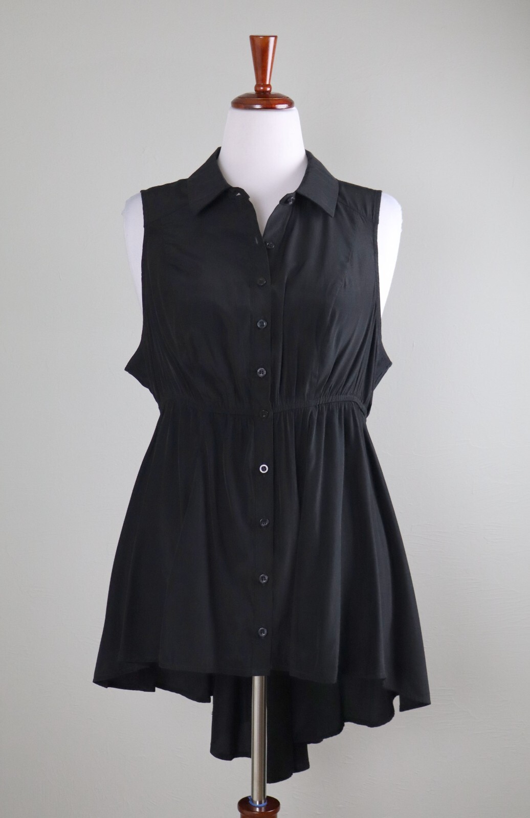 TORRID NWT Poplin Peplum Hi Lo Button Front Vest Shirt Top Size 1 US 1X