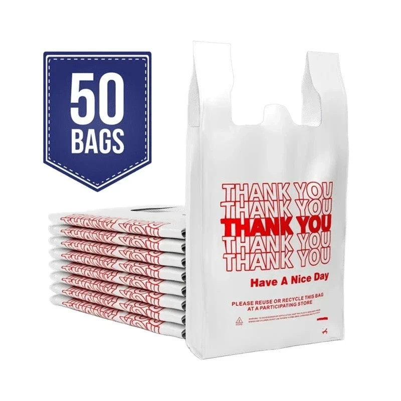 Thank You Plastic T-Shirt Bags 11.5x6.5x21 for Grocery Retail Shopping Carry Out Thank You Plastic T-Shirt Bags 11.5x6.5x21 for Grocery Retail Shopping Carry Out