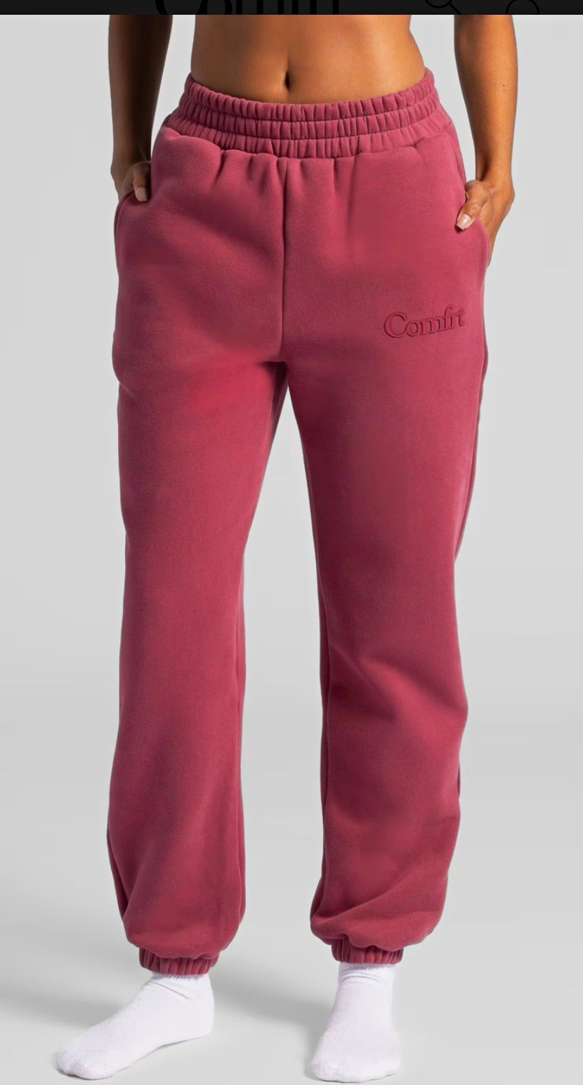 Comfrt Minimalist Sweatpants Women’s Medium Berry Pink Oversized Fleece Joggers