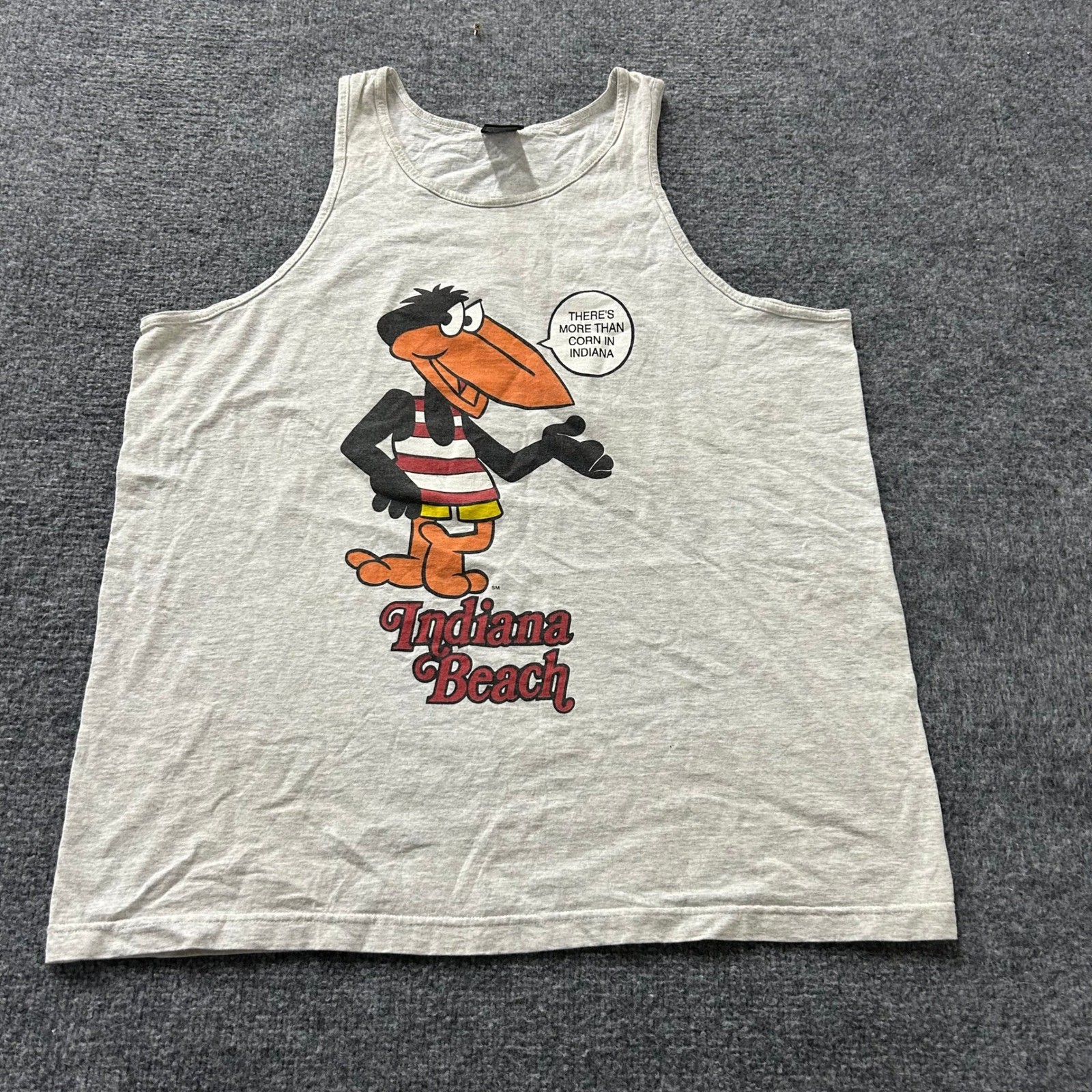 Sherry\'s Best Tank Top Mens XL Gray Cotton Indiana Beach Vintage USA Graphic Sherry\'s Best Tank Top Mens XL Gray Cotton Indiana Beach Vintage USA Graphic