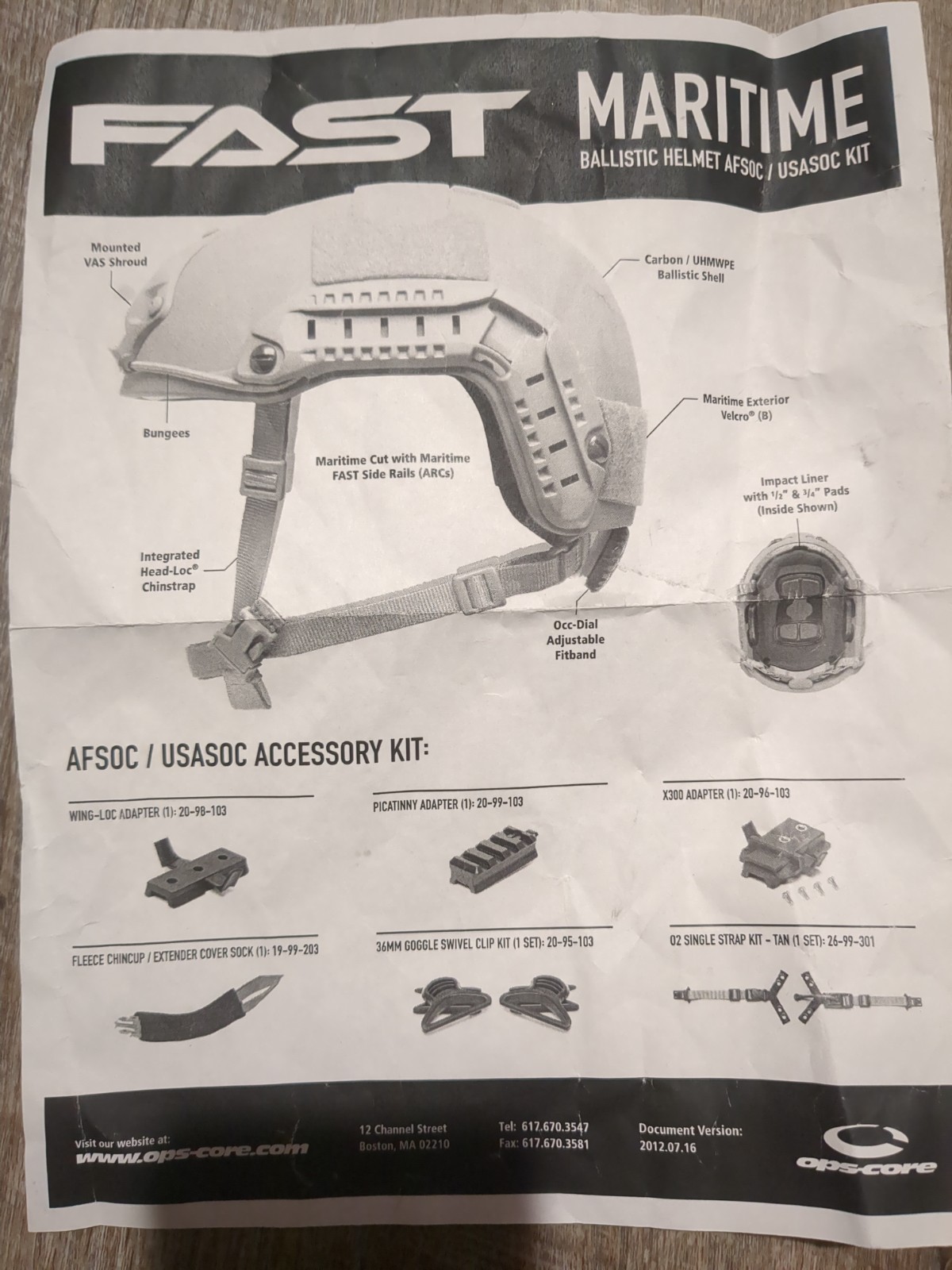Ops-Core Maritim FAST Helmet AFSOC / USASOC Accessory Kit + storage bag