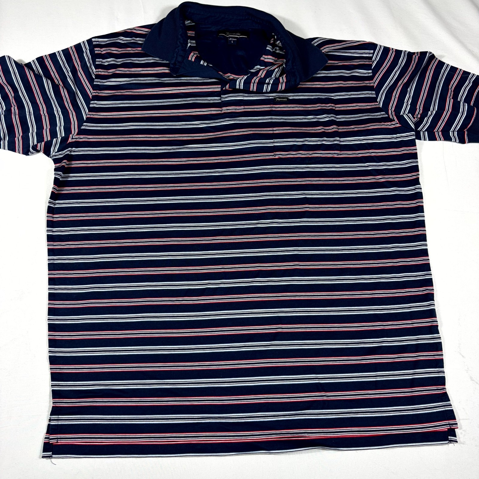 Faconnable Polo Shirt Men Large Multicolor Striped Chest Pocket Golf Performance Faconnable Polo Shirt Men Large Multicolor Striped Chest Pocket Golf Performance