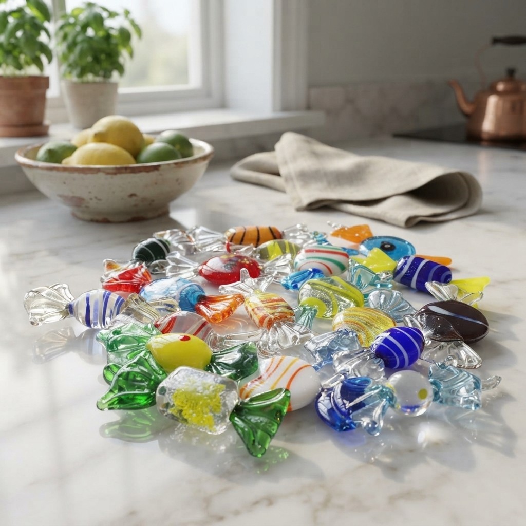 20Pcs Glass Candy Vintage Murano Glass Sweets Wedding Birthday Halloween