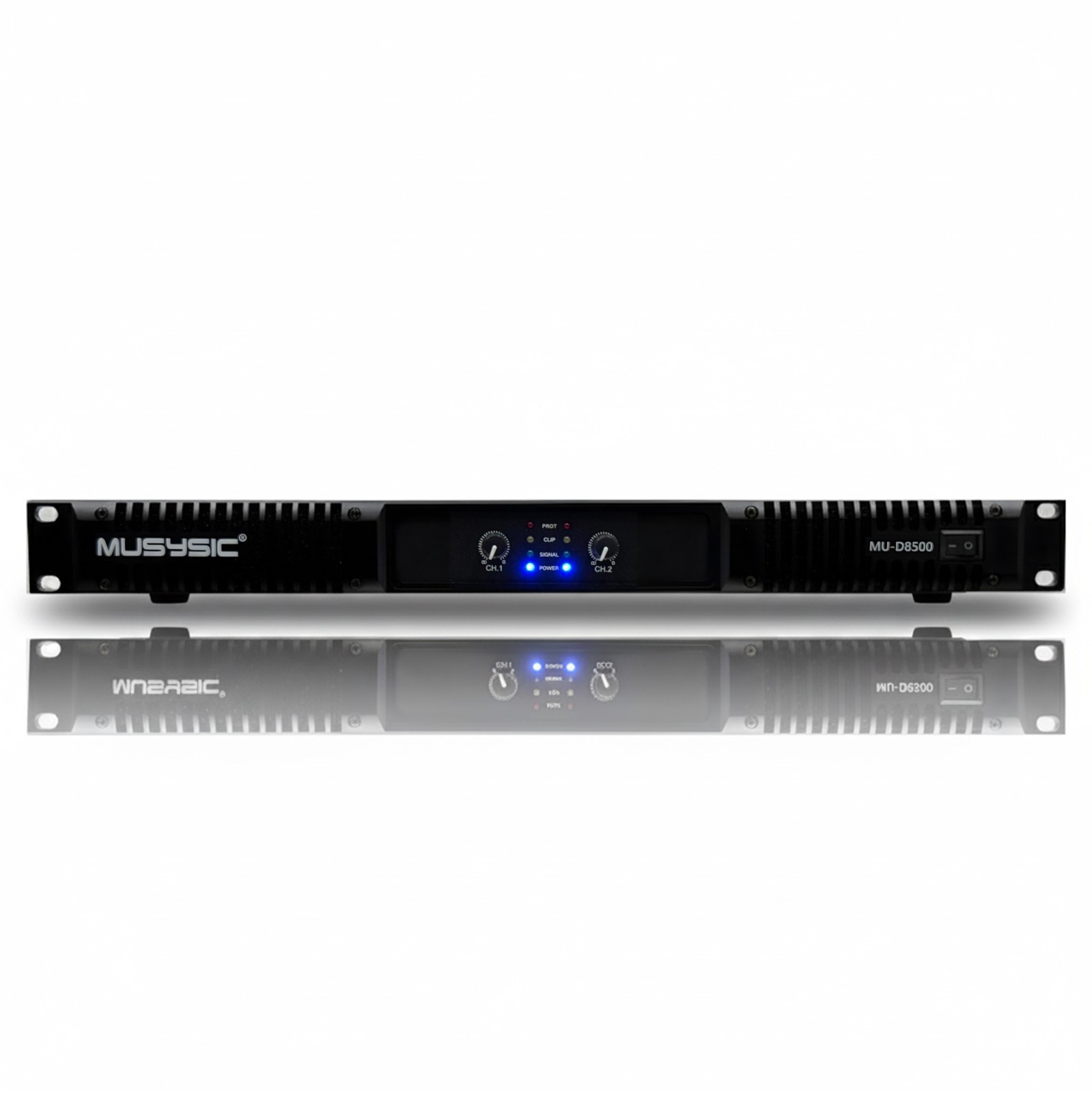 MUSYSIC Professional 2 Channel 8500 Watts D-Class 1U Power Amplifier MU-D8500