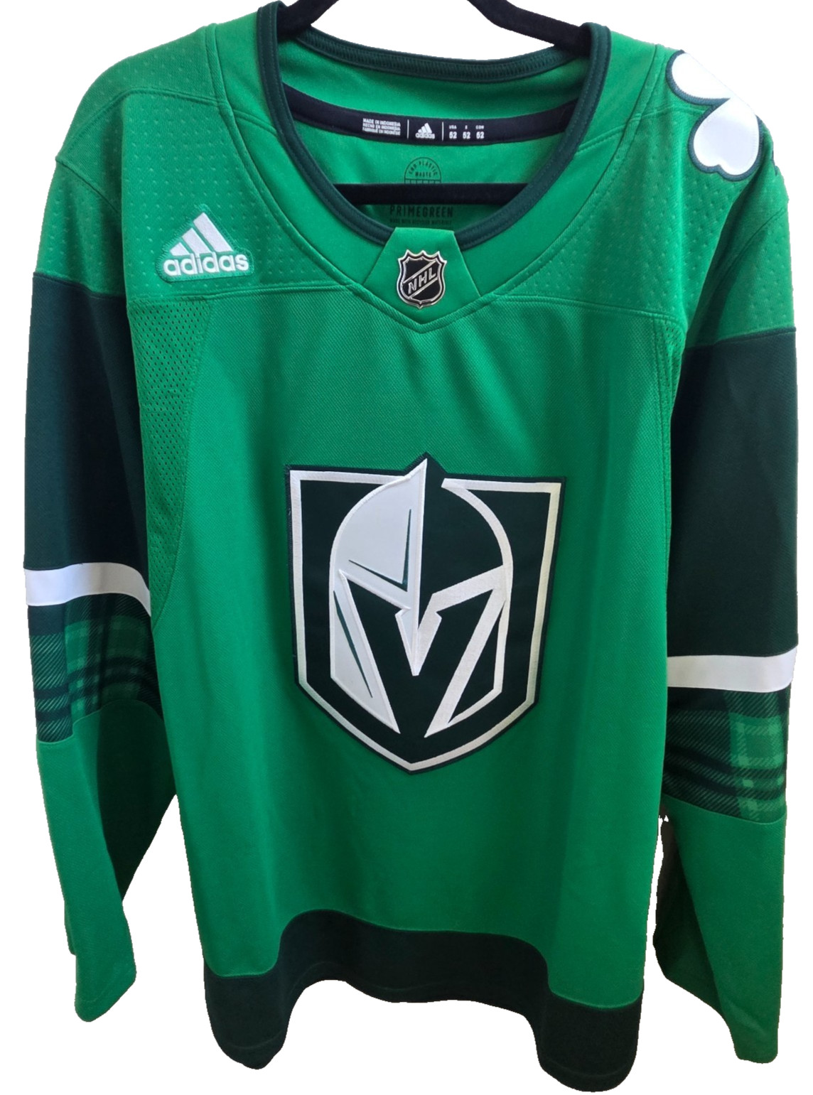 Adidas Vegas Golden Knights St Patricks Day Jersey Green Primegreen Size 52 NHL