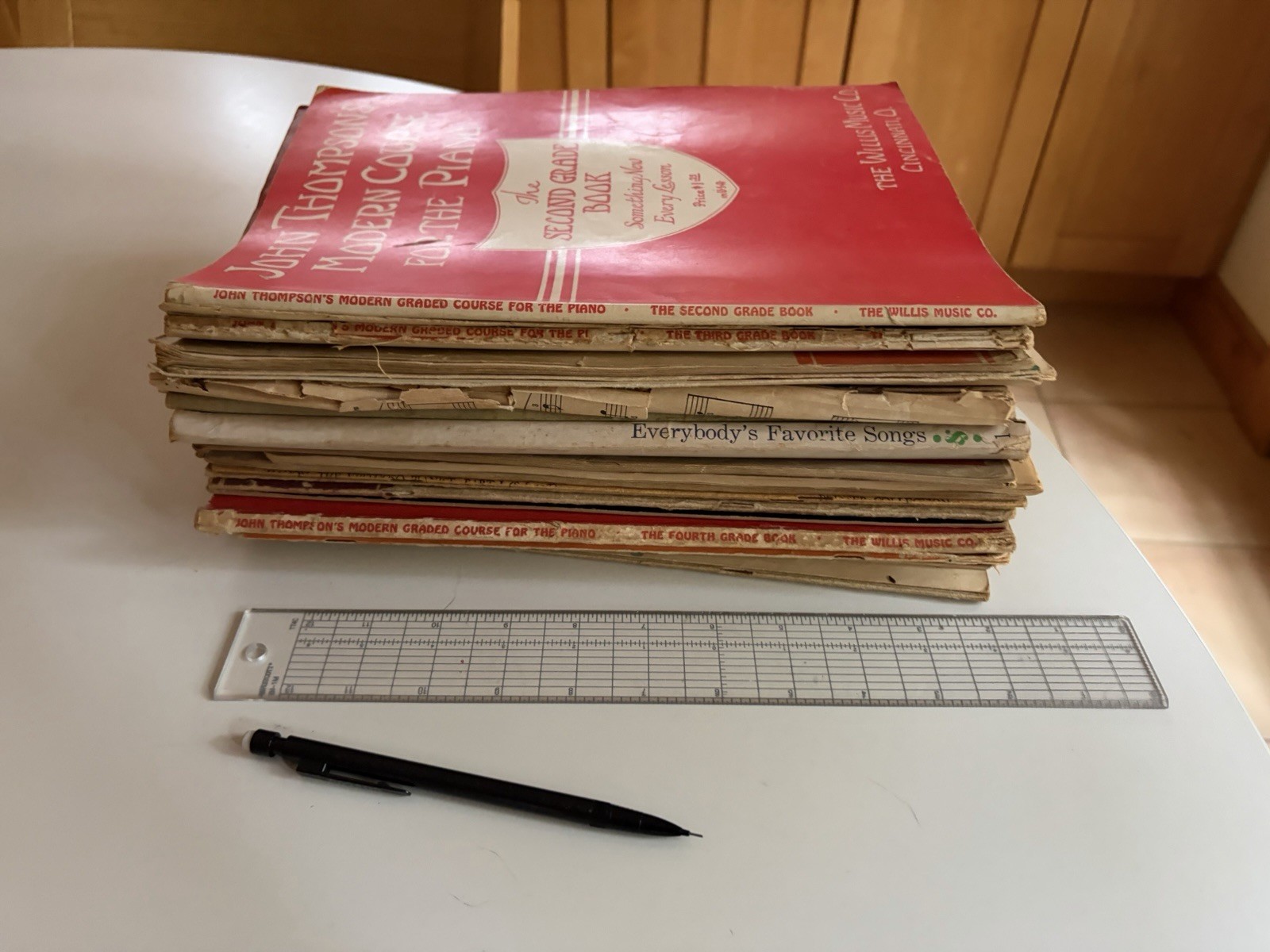 Vintage Piano Music Book Lot 4-Inch Stack John Thompson Schaum Czerny Studies