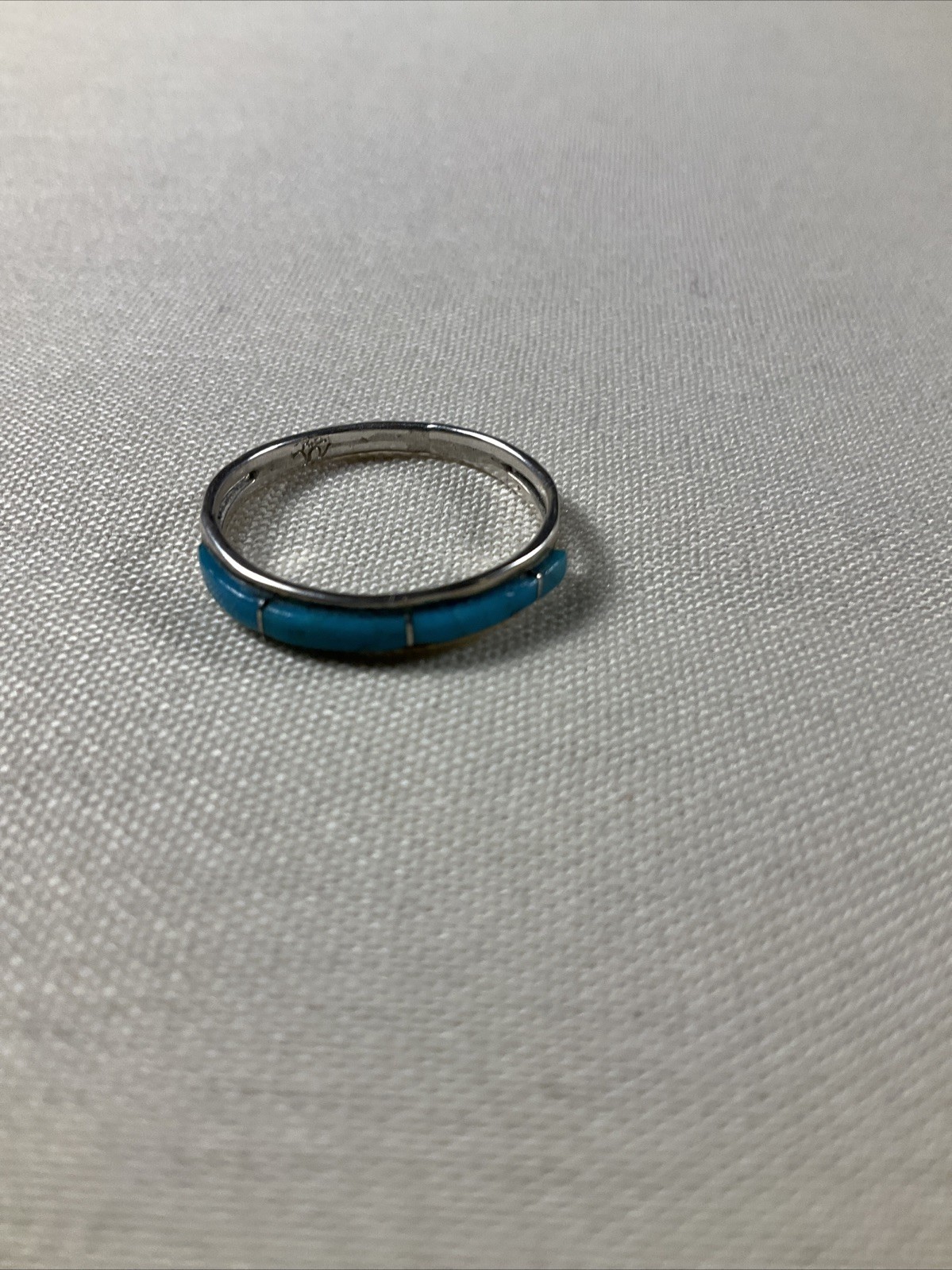 CJ Kyle Handmade Sterling Silver Kingman Turquoise Navajo Inlay Band Ring Sz 9