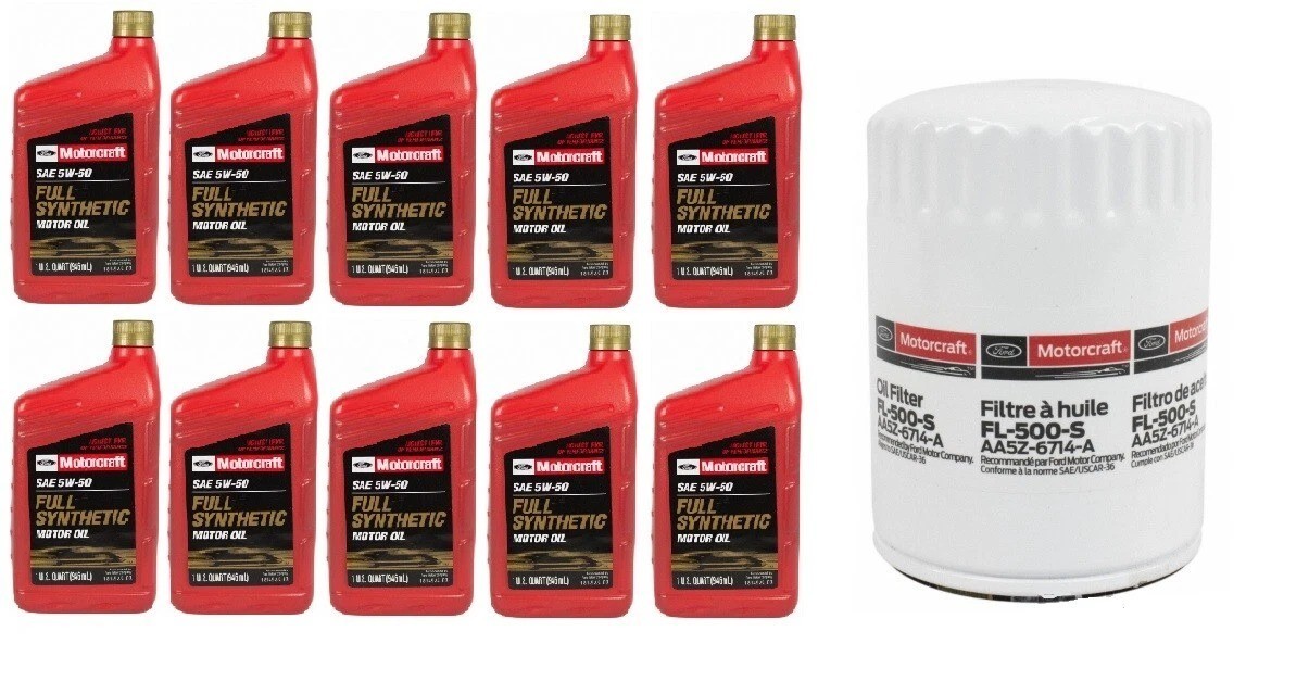 Motorcraft 10qt 5W-50 Full Synthetic Oil Change Kit FL-500S Motorcraft 10qt 5W-50 Full Synthetic Oil Change Kit FL-500S