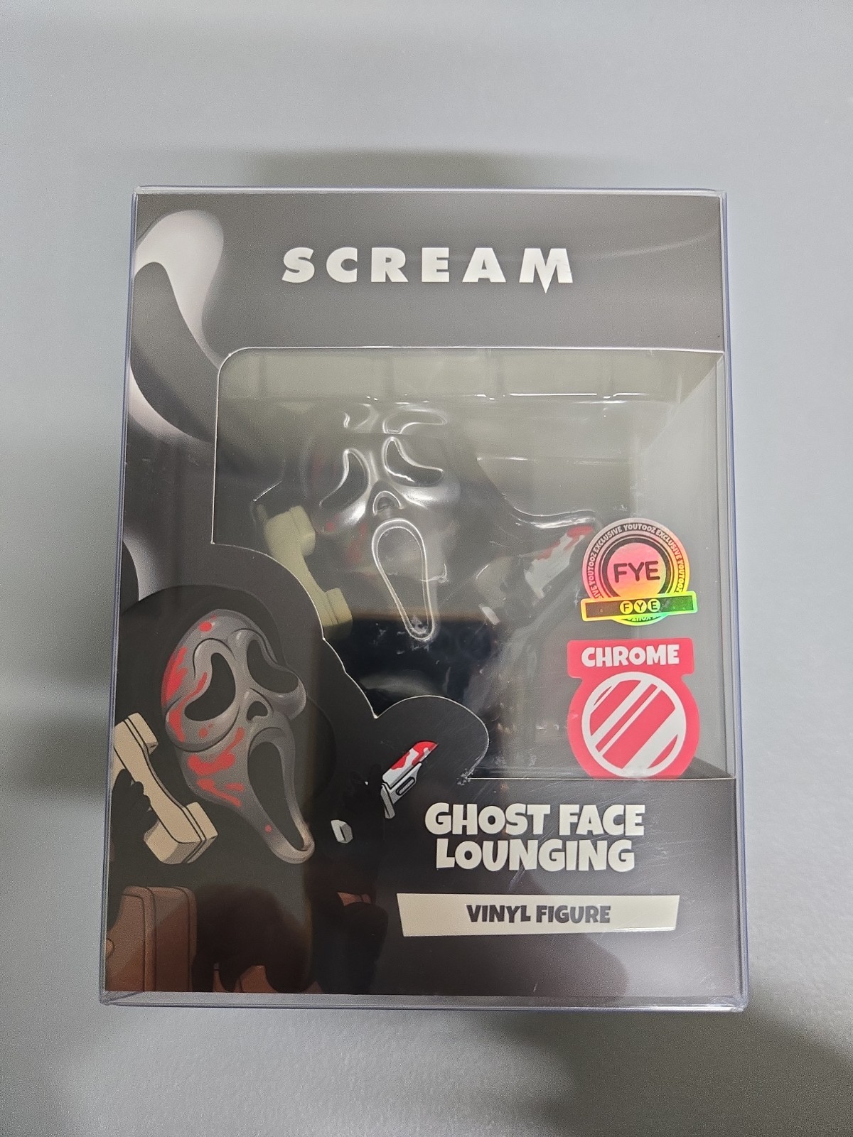 Ghost Face Lounging YoUTooz Scream FYE Exclusive Chrome With Blood Ghost Face Lounging YoUTooz Scream FYE Exclusive Chrome With Blood
