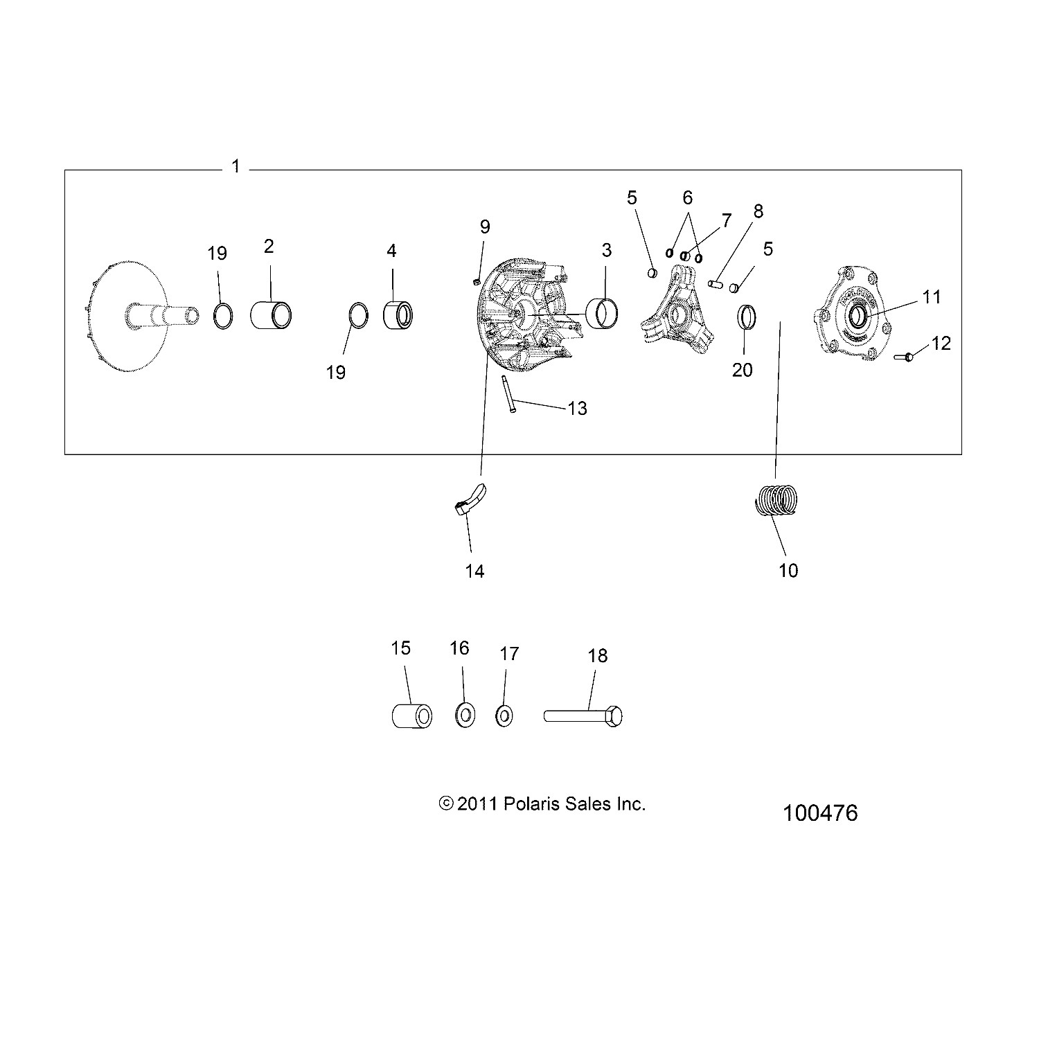Polaris One Way Clutch Assembly, Genuine OEM Part 1521667 Polaris One Way Clutch Assembly, Genuine OEM Part 1521667