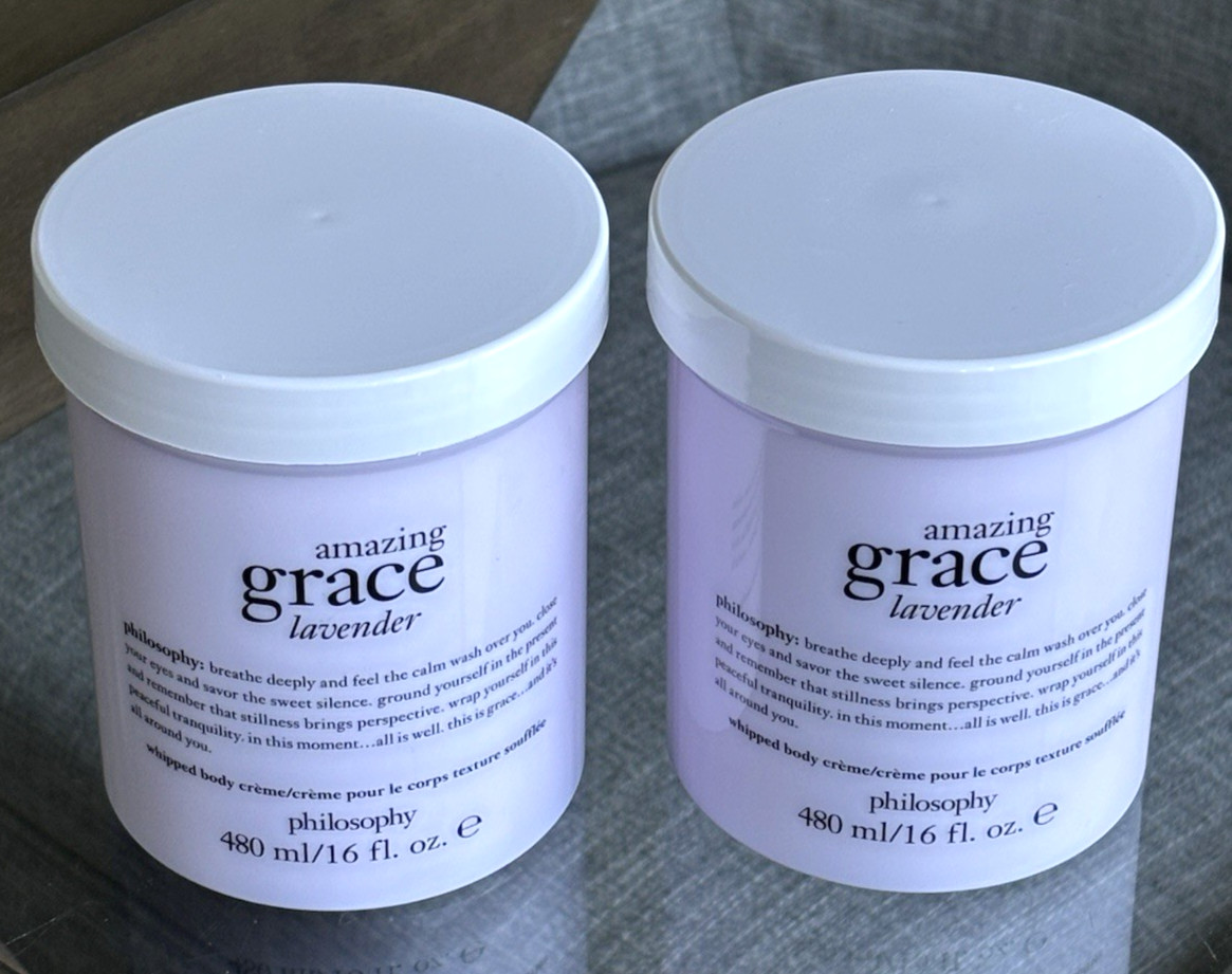 (2) Philosophy Amazing Grace Lavender Whipped Body Creme 16 oz - Set of 2