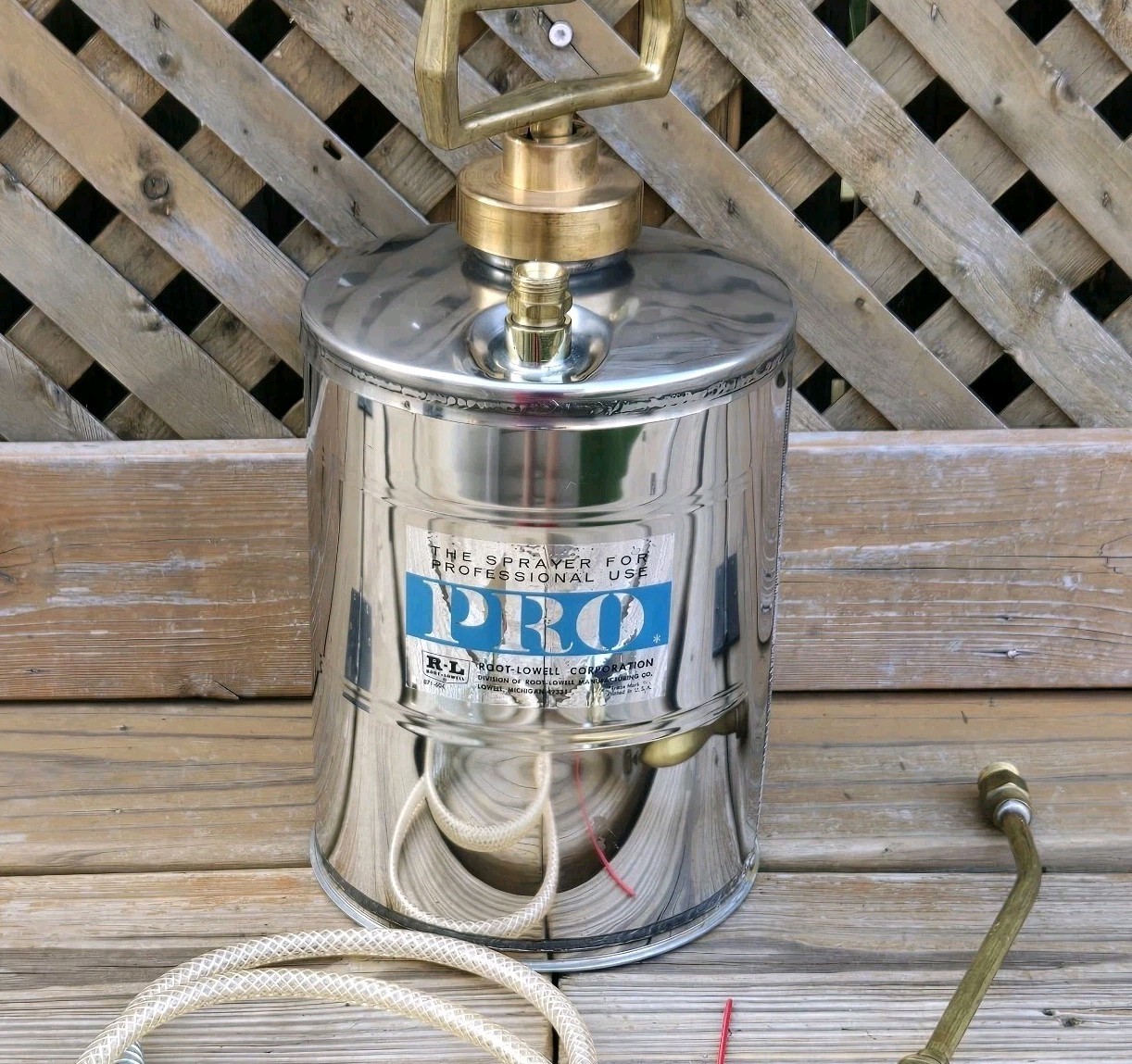 Vintage 1970\'s Root-Lowell PRO Stainless Steel Brass Sprayer 1-Gal 871-604 NEW