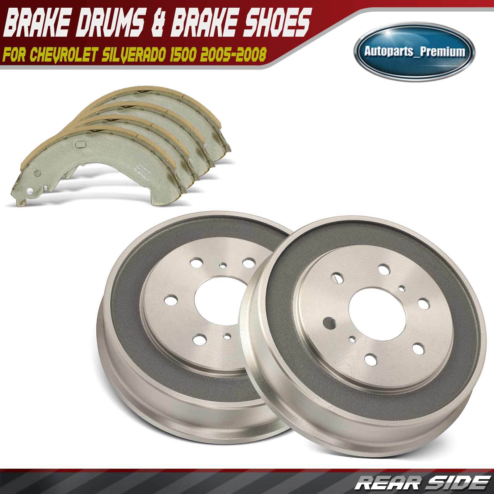 Rear Brake Drum + Ceramic Brake Shoe for Chevrolet Silverado 1500 2005-2008 GMC