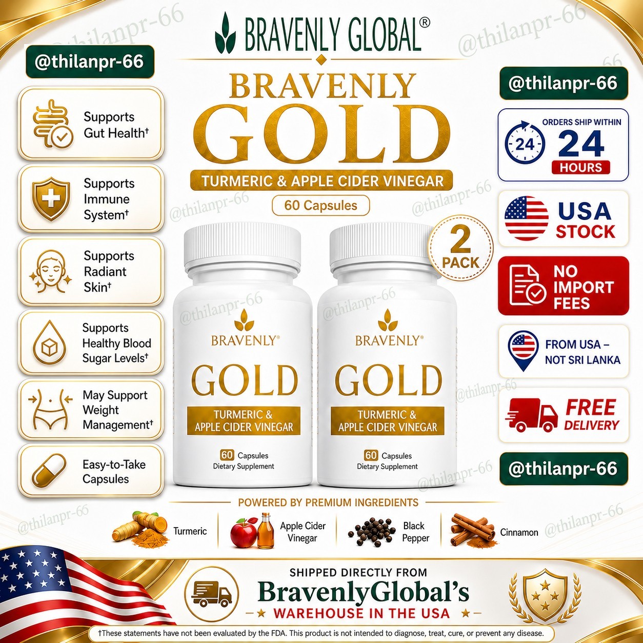 2 bottles Bravenly Gold 120 Capsules TOTAL - NEW IN BOX/SEALED EXP: 2028 🔥🔥 2 bottles Bravenly Gold 120 Capsules TOTAL - NEW IN BOX/SEALED EXP: 2028 🔥🔥