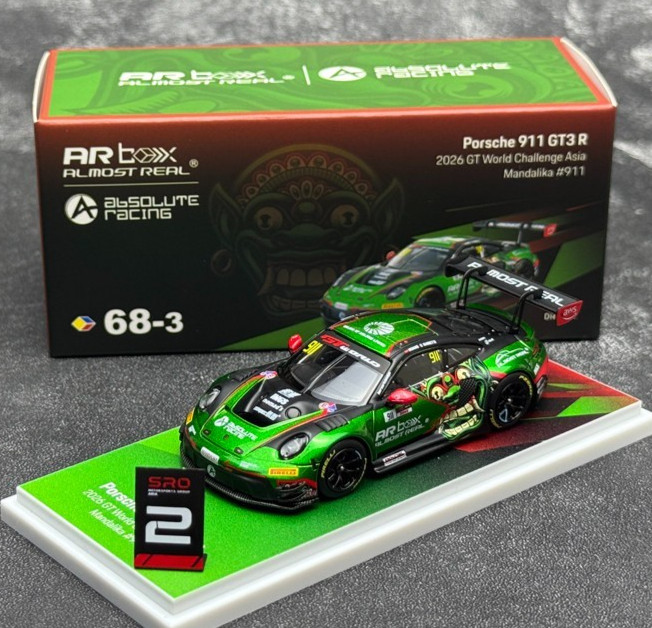 1/64 AR Box Porsche 911 GT3 R 2026 GT World Challenge Mandalika Diecast Model