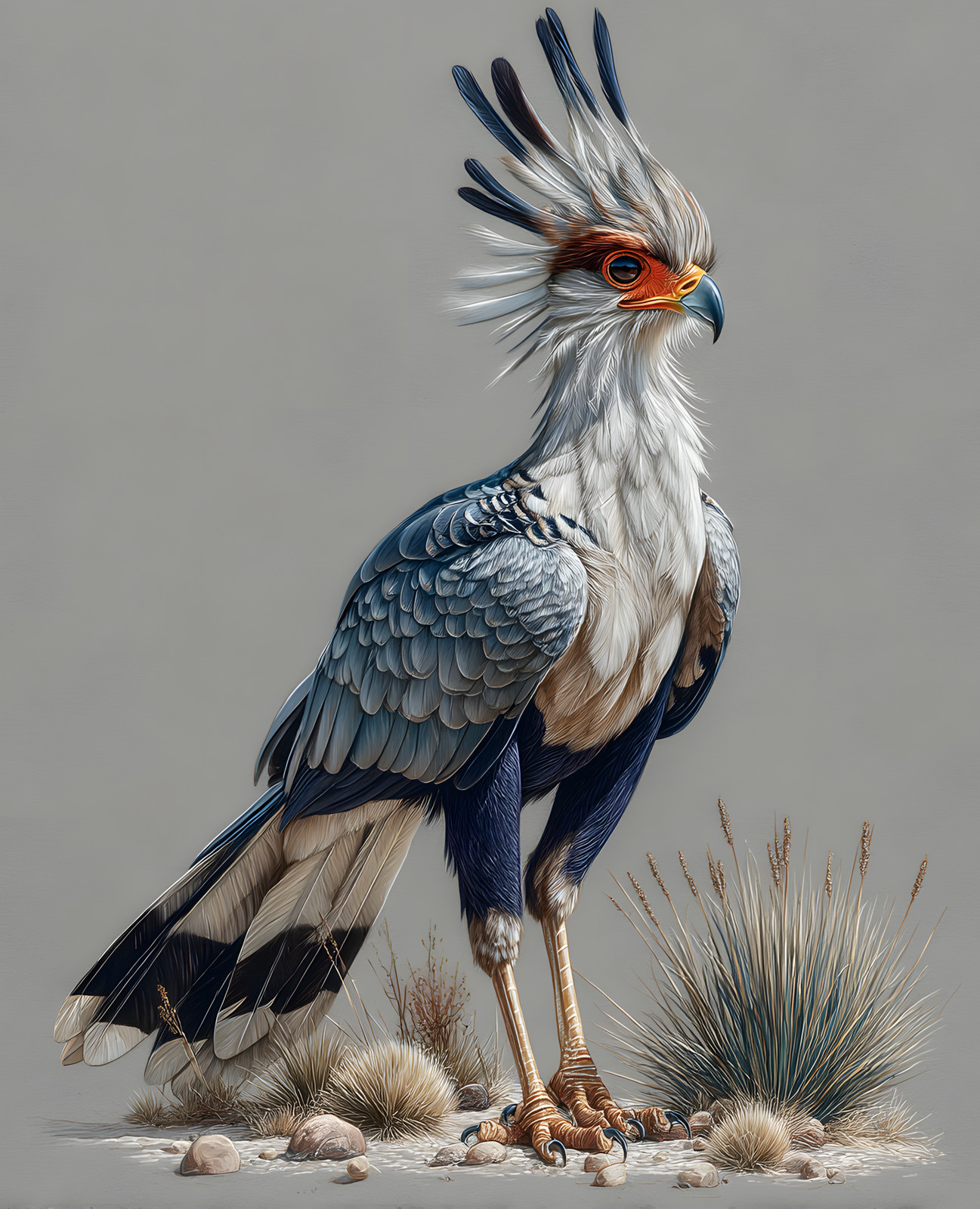 Secretary Bird Standing on Pale Desert Stones Print - 417588155