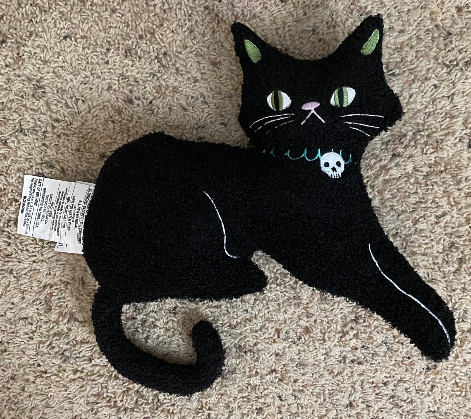 Target Hyde & Eek Black Cat Figural Pillow from 2025 - Adorable w/Skull Collar