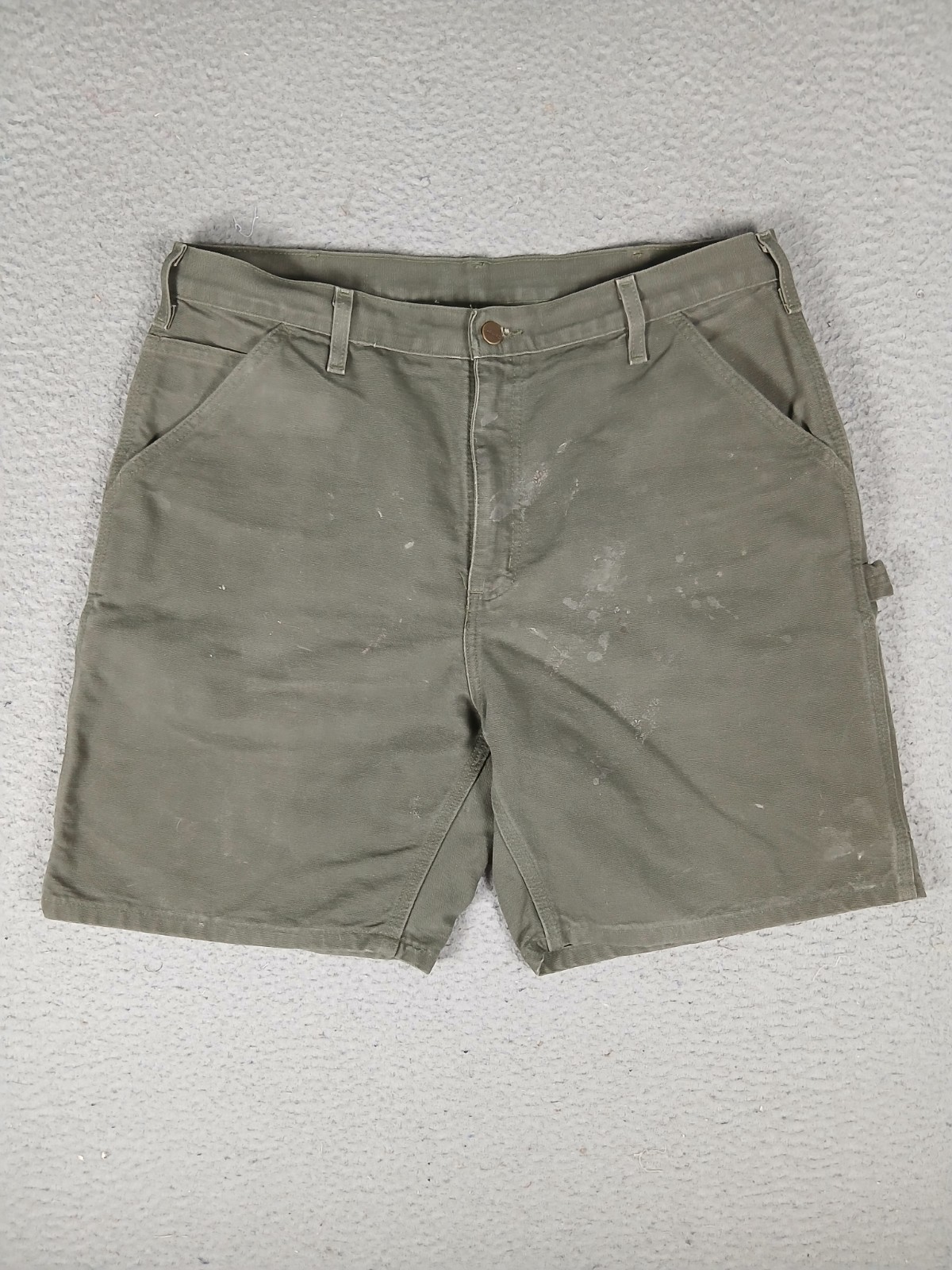Carhartt Duck Canvas Carpenter Work Shorts Mens 36 Moss Green Cotton Hammer Loop