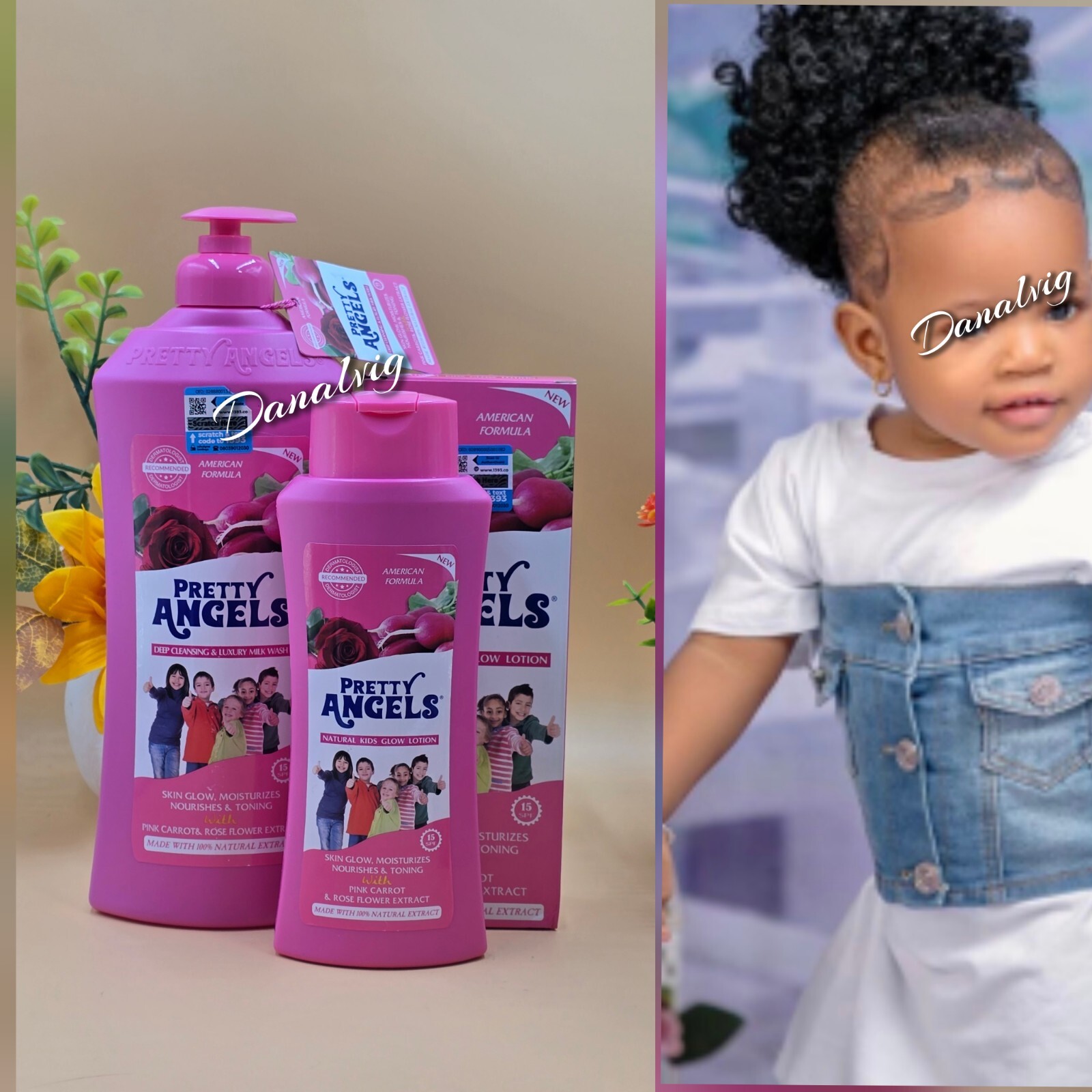 Pretty angels Natural Glow Kids & Teens Lotion & Body Wash Luxury Milk Wash