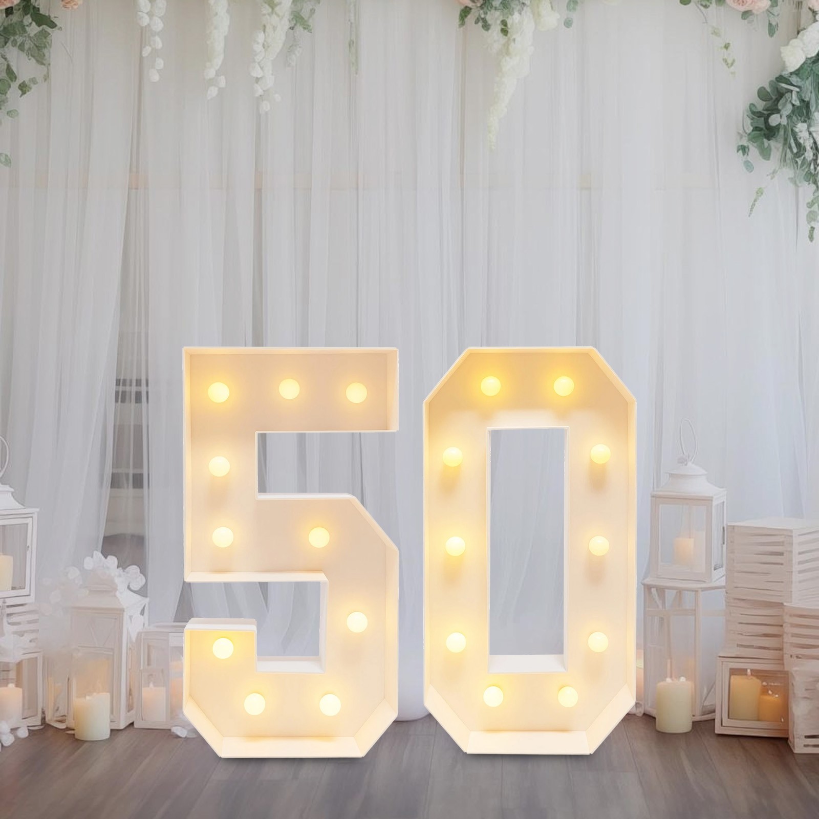 50 Light Up Numbers 100cm Mosaic Marquee Led Sign For 50th Birthday Decorations