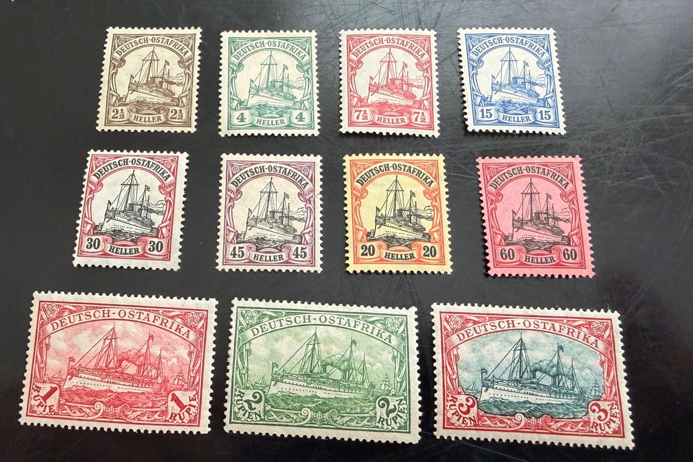 GERMAN COLONIES REICHSPOST/OSTAFRIKA 1905 SCOTT 22-28 complete Serie MINT