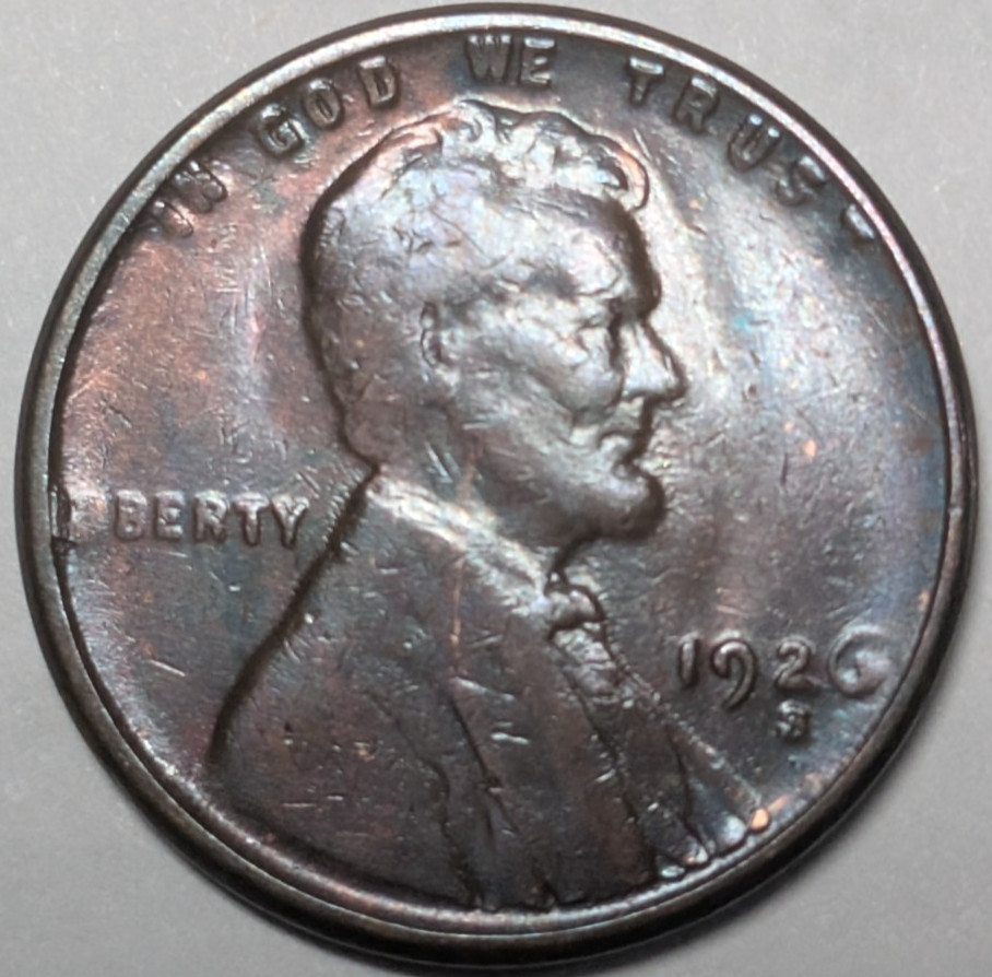 1926 S Lincoln Cent BU Unc. Purple Attractive Soft Mottled Toning T30747