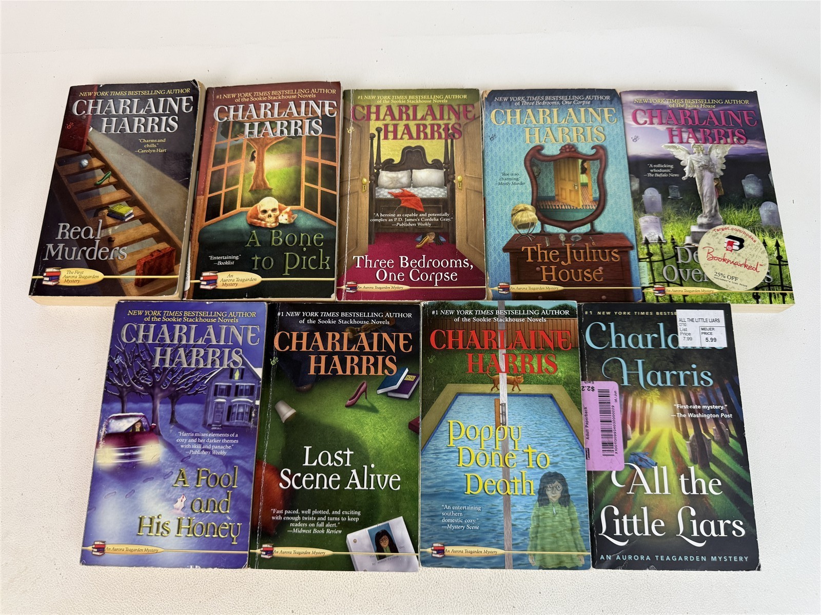 Charlaine Harris Lot 9 Aurora Teagarden PBs Real Murders to All the Little Liars