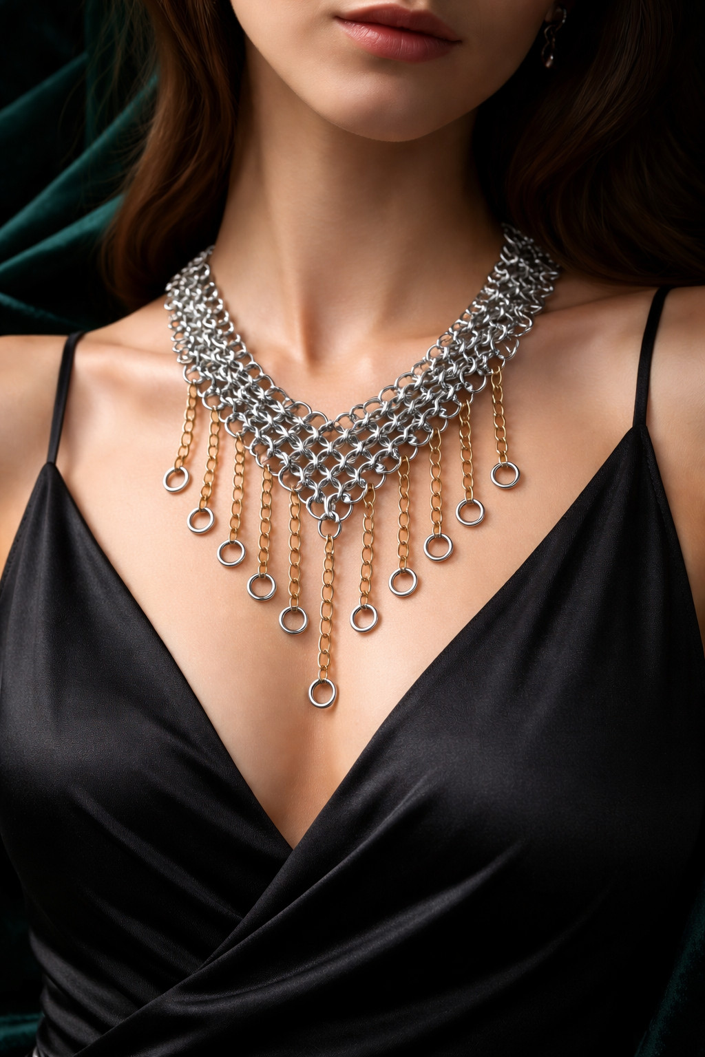 Medieval Statement Chainmail Necklace with Medieval Charm | Unique Lover\'s Gift