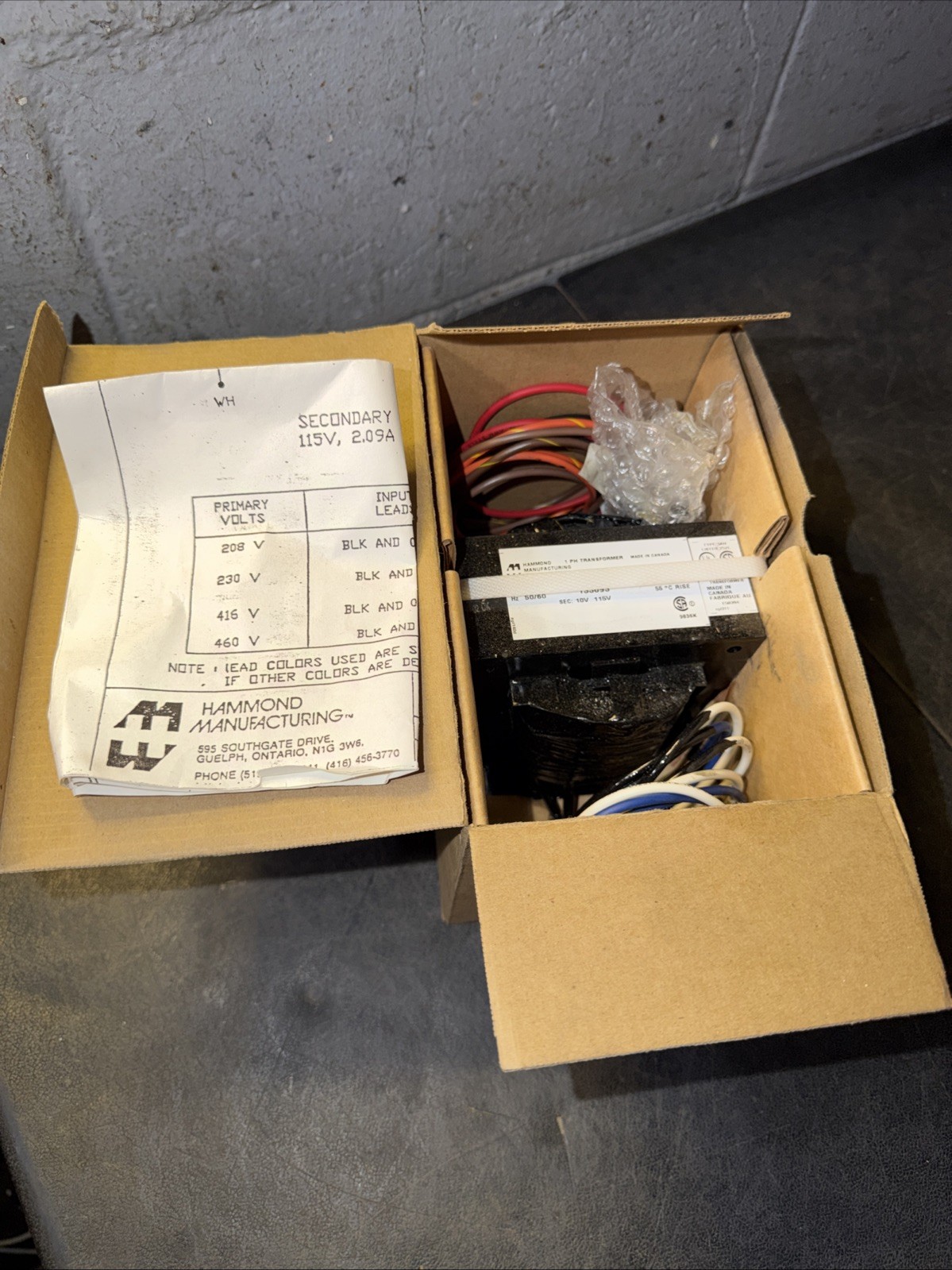 Hammond Manufacturing Cat. No. 133093, VA250, E50394, Class A, Type H, 1PH