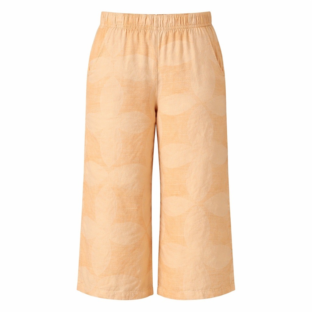 Joie Womens Orange Geometric Petal Print 100% Linen Wide Leg Pants Size Medium
