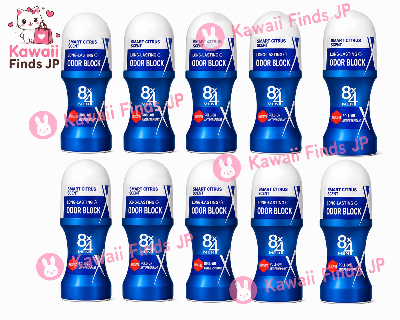 8x4 Men Roll-On Deodorant for Men Smart Citrus Scent  60ml x 10 sets Kao Japan