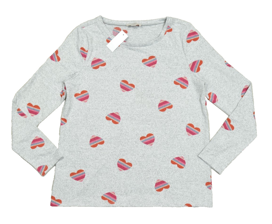 LOFT Outlet Women\'s Size M Gray Striped Heart Long Sleeve Knit Sleep Top NWT LOFT Outlet Women\'s Size M Gray Striped Heart Long Sleeve Knit Sleep Top NWT