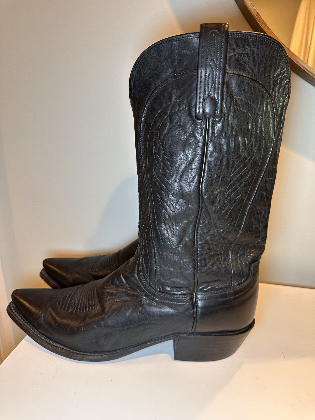 VTG 1883 By  Lucchese Bart Mens Western Leather Boots Size 11D Black N159754