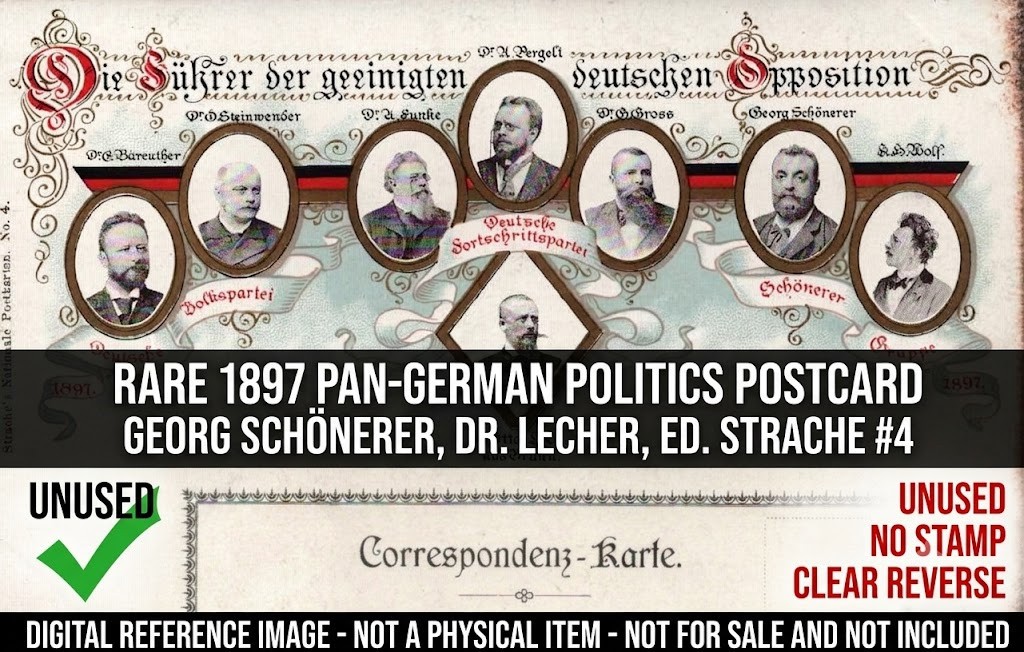 1897 Austria German Nationalist Opposition Postcard - Dr. Lecher Schönerer