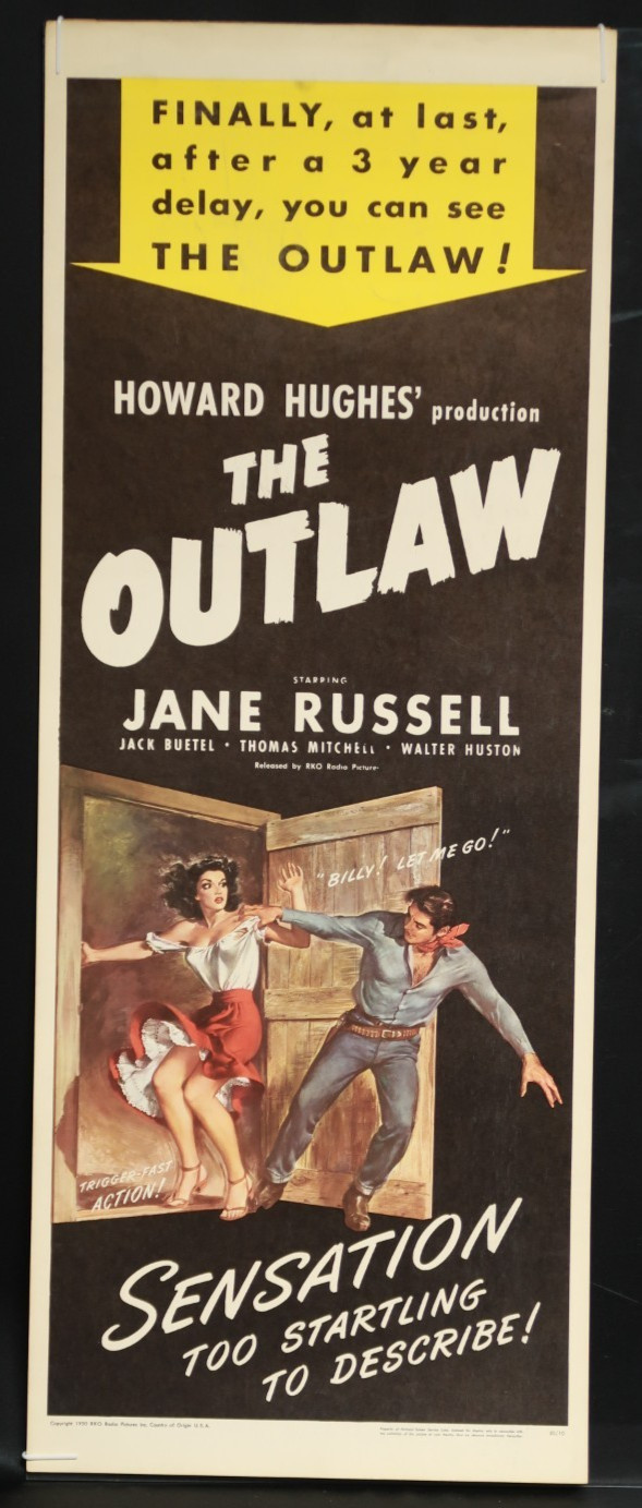 The Outlaw 1950 Poster Insert 14 x 36 NSS 50/10 RKO Radio Howard Hughes Russell