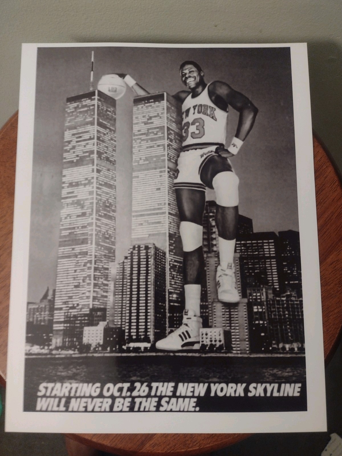 PATRICK EWING KNICKS ROOKIE OLD SCHOOL ULTRA GLOSSY 8.5x11 BASKETBALL B&W POSTER