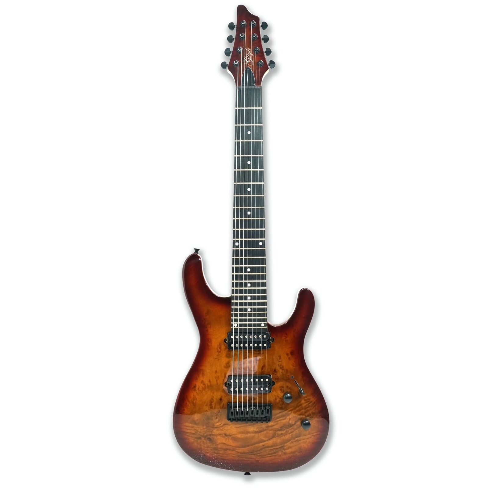8 String Electric Guitar Maple Neck Burl poplar top Okoume Body 