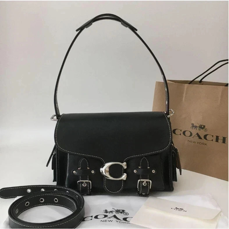 Coach CT721 Leather Soft Tabby Shoulder Bag Crossbody Black Outlet 