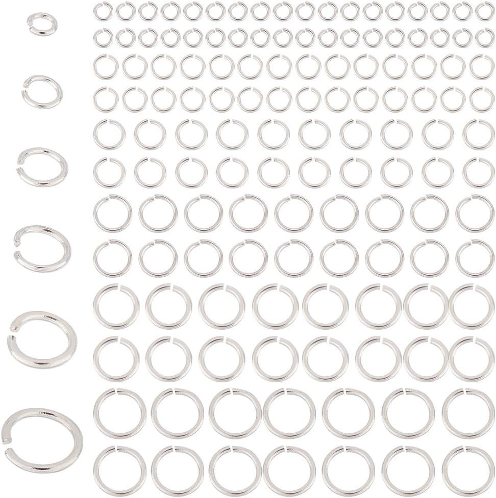 180Pcs 925 Sterling Silver Plated Open Jump Rings 3/4/5/6/7/8Mm O Ring Brass Jew