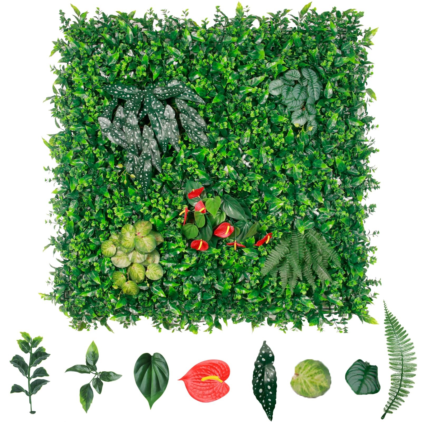 Artificial Grass Wall Panels 3/6 PCS 40x40 inch Faux Greenery Hedge for Balcony