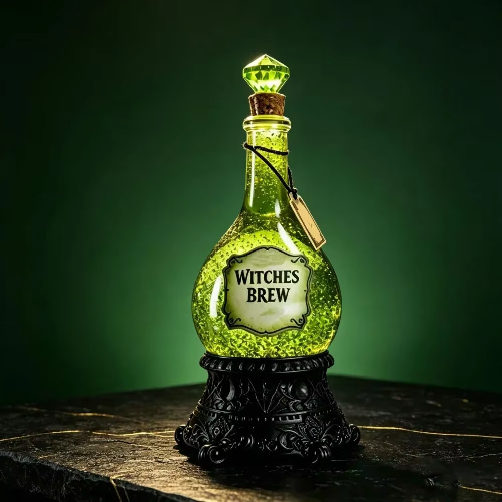 Witches' Brew Potion Bottle Glitter Globe LED Halloween Decor