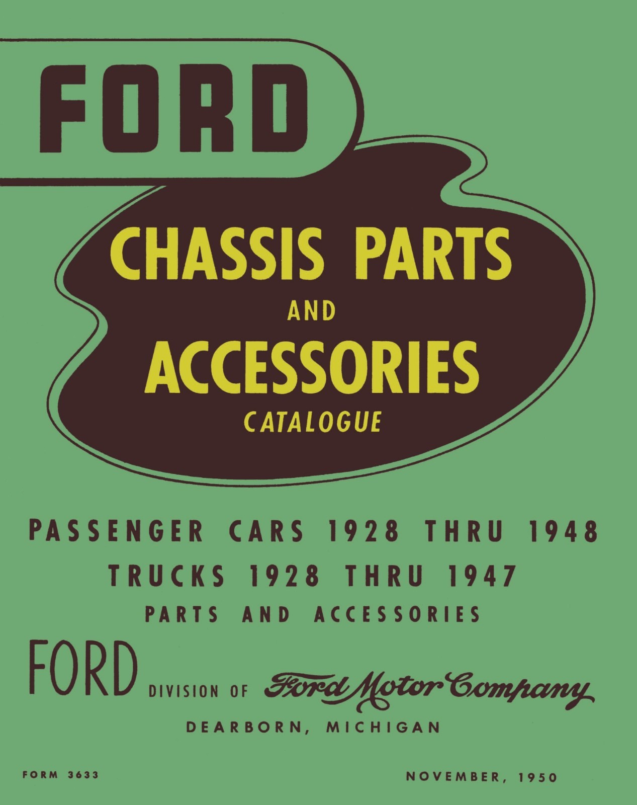 1928-1947 Ford Truck 1928-1948 Car Chassis Parts Catalog Green Bible Reprint