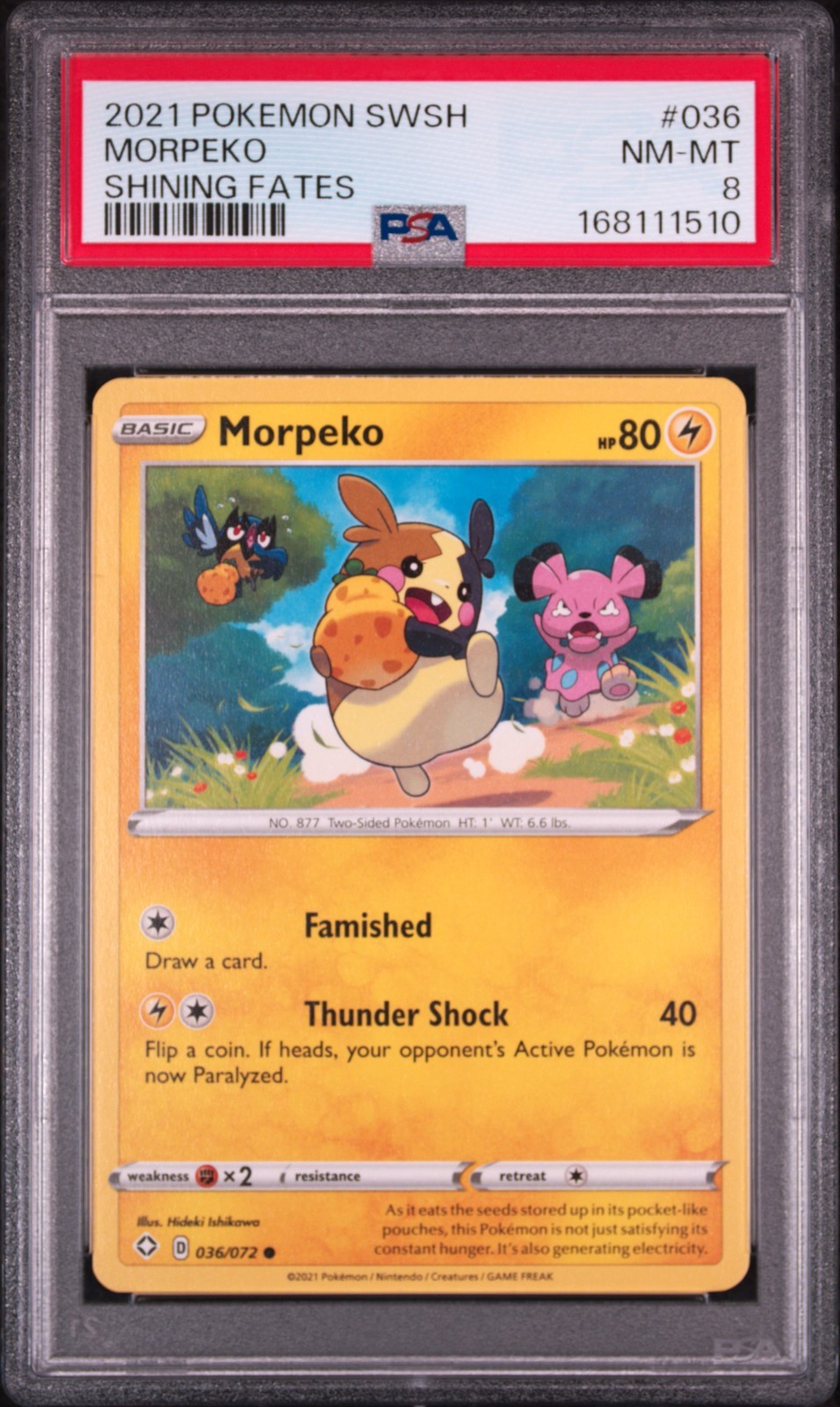 2021 Pokemon Shining Fates MORPEKO Regular 036 PSA 8