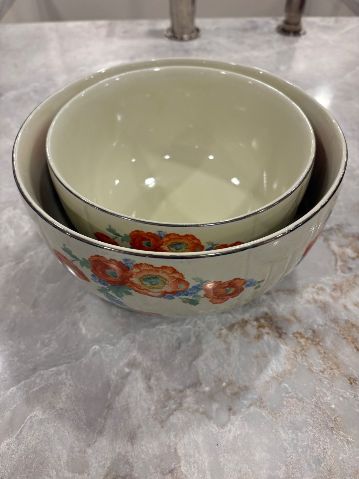 PAIR of Vintage Hall\'s Superior Quality Kitchenware Orange Poppy Nesting Bowls PAIR of Vintage Hall\'s Superior Quality Kitchenware Orange Poppy Nesting Bowls